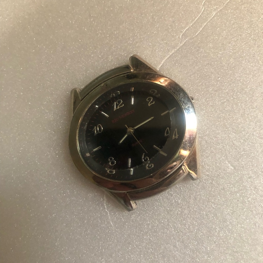 Relic Black and Silver Watch with Round Face and Arabic Numerals